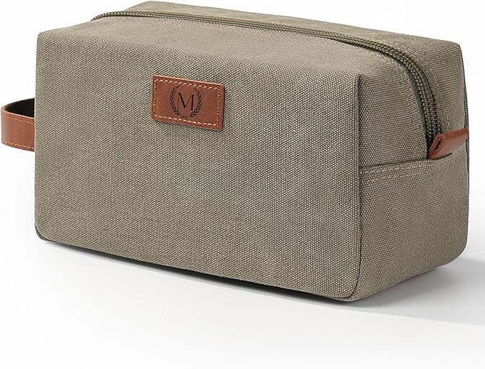 Janhavi Shaving Bag for Men Travel Waterproof, Engraved Initials & Wheat Ear, Make Up Bag,Groomsmen Gifts, Mens Toiletry Travel Bag, Men's Accessories Organizer, Gifts for Him(Olive Green M)