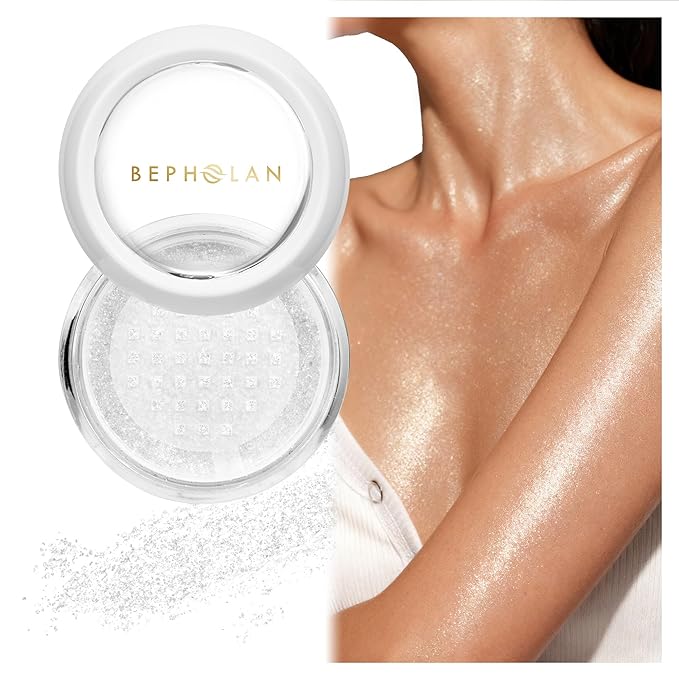 BEPHOLAN Highlighter Powder,High Gloss Glitter,Sparkling Powder Makeup for Face and Body - High-Pigment Shimmer Makeup, Long-Lasting & Buildable（Starlight Mist）