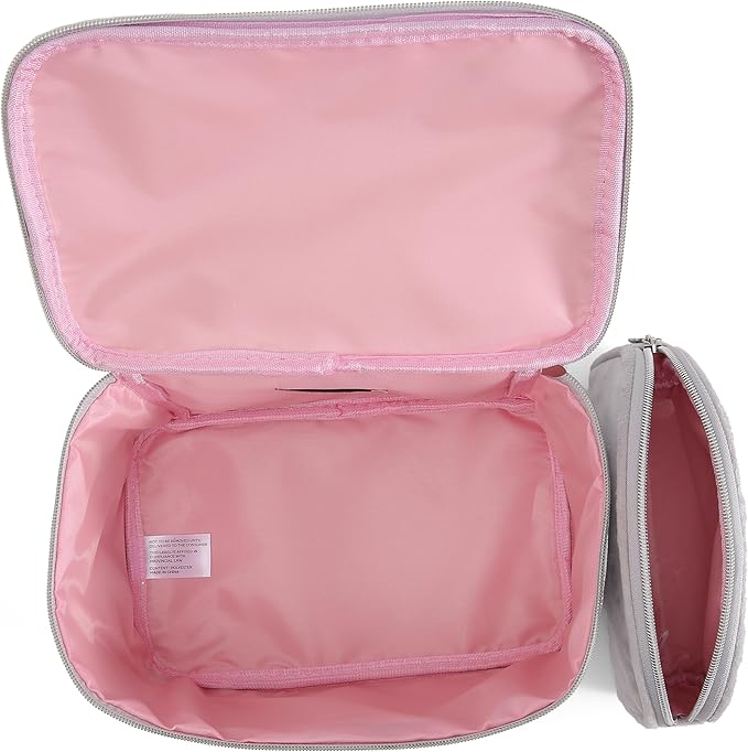 Juicy Couture Silver Makeup Bag Cosmetics Organizer Travel Essentials Train Case Coin Purse Glitter Rhinestone Velour