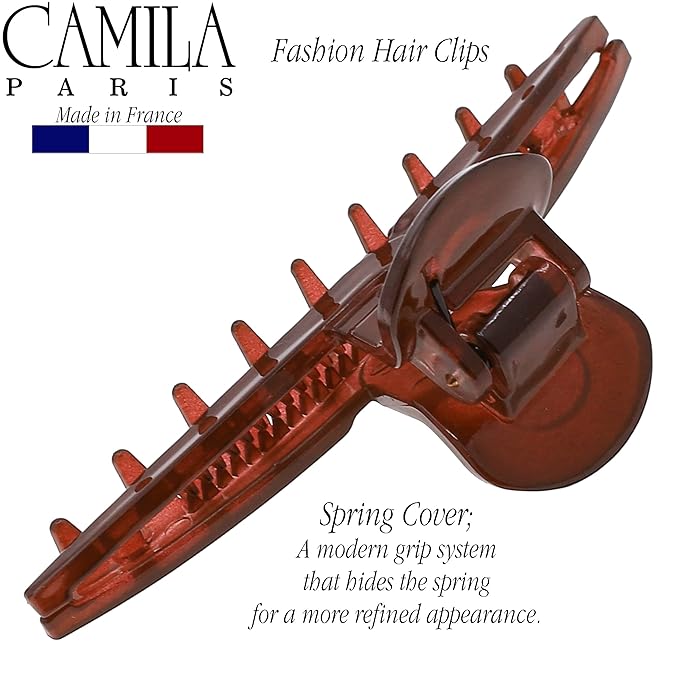 Camila Paris CP3228 French Hair Clip for Women, Narrow, Strong Hold Grip Double Teeth Girls Hair Claw Clips Jaw, Fashion Durable Styling Hair Accessories for Women, Made in France