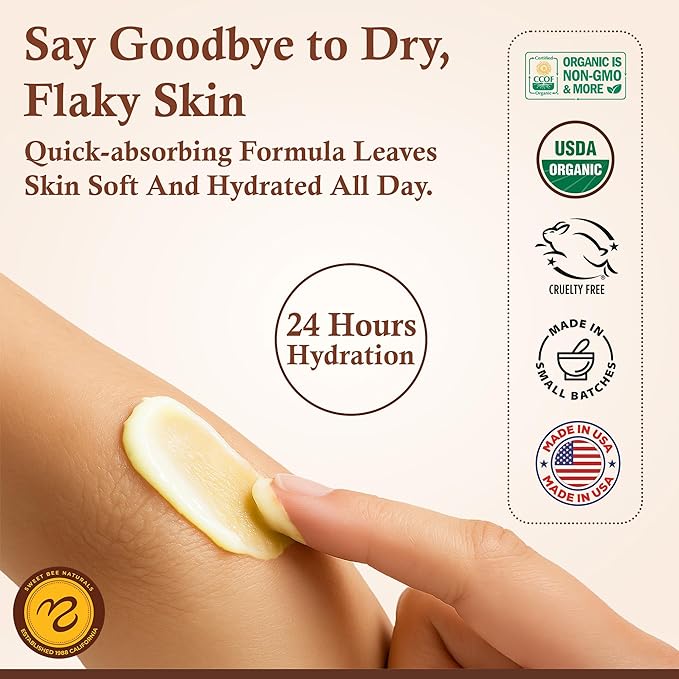 Sweet Bee Magic All In One Healing Organic Balm - Natural Skin Healing Cream, Beeswax Balm for Dry Skin, Face & Body Moisturizer - Certified Organic, All Natural Aid - (4oz Each, 24oz Total)