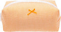 PAZIMIIK Cozy Makeup Bag Small Aesthetic Travel Zipper Cosmetic Pouch for Women Make Up Beauty Accessories Brushes, Stripe Orange
