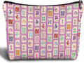 Pink And Cute Mahjong Tiles Makeup Bag, Mahjong Gifts for Women Cosmetic Bags, Gifts for Mah Jong Players Lovers Makeup Zipper Pouch