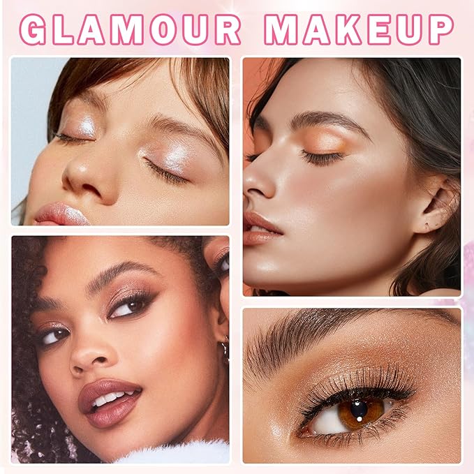 Glitter Champagne Pearl and Metallic Silver Single Eyeshadow,Ultra Fine Shimmer Eyeshadow Lightweight Sparkling Blendable Formula,Daily Multiuse Glossy Eyes Makeup (10 Cowboy + 12 Cold Brew)
