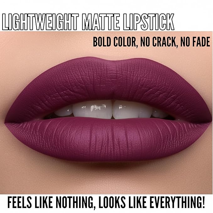 Mynena Dark Purple Long Lasting Lipstick for Women Waterproof & Transfer-Proof | Hydrating with Shea Butter | Bold Pigment Matte Color Lip Stain | Talc-Free & Vegan Product that Performs | Viola
