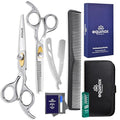 Equinox Professional Hair Scissors Set - Premium Barber Kit, Includes Hair Cutting Scissors, Thinning Shears, Straight Razor, Basic Comb, Cleaning Cloth, Oil & Sandpaper - Hair Salon & Barber Supplies