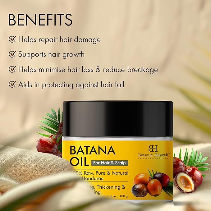 Botanic Hearth Batana Oil For Hair Growth | Batana Butter (3.5 Fl Oz) | Deeply Nourishing & Revitalizing Hair & Skin Care