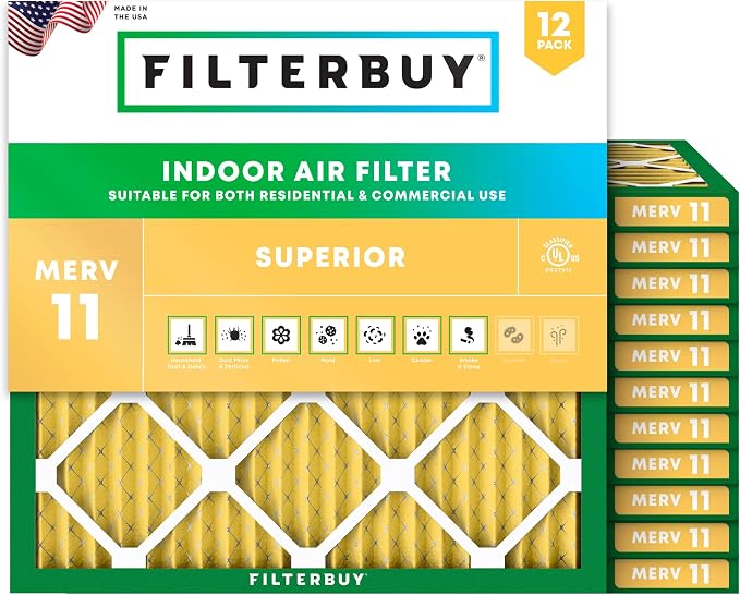 Filterbuy 14x14x1 Air Filter MERV 11 Superior Pet & Allergy Defense, by Filterbuy