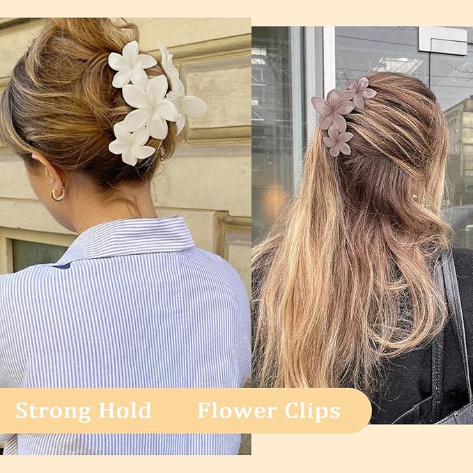 Hawaiian Flower Hair Clips Large Matte Hair Claw for Women Non-Slip Strong Hold Clips for Thick Hair Hair Accessories for Women and Girls