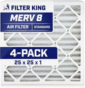 Filter King 25x25x1 Air Filter | 4-PACK | MERV 8 HVAC Pleated A/C Furnace by FilterKing
