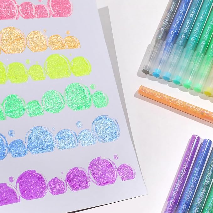 Glitter Highlighters Assorted Colors, 10-Count Chisel Tip Sparkle Highlighters, No Bleed Pastel Highlighter Markers for Kids Adult Coloring Book Bible Journaling