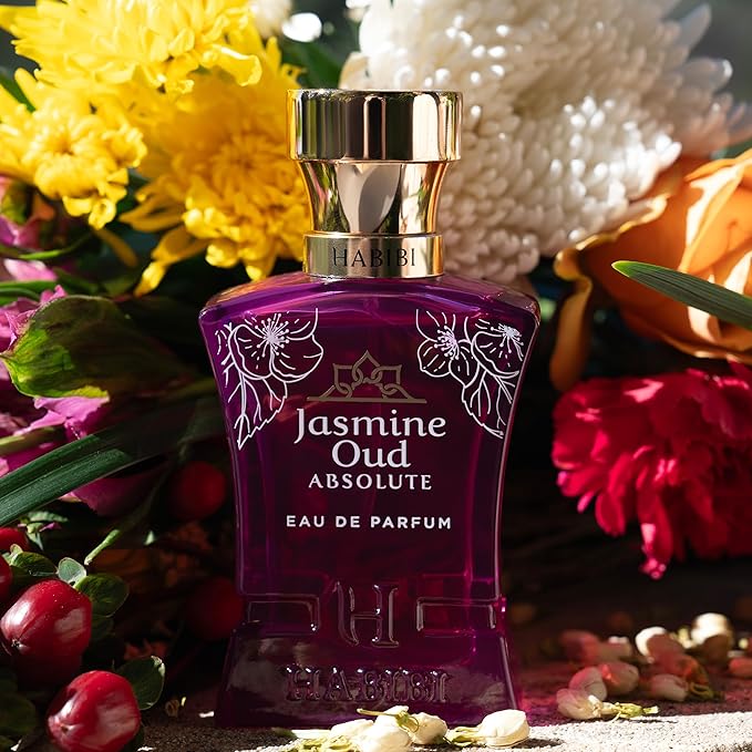 H HABIBI Jasmine Oud Absolute Arabian Perfume for Women - 2.5 oz (75ML) Long Lasting Women's Fragrances, Woody Floral Scent with Leather, Rose & Oud Notes