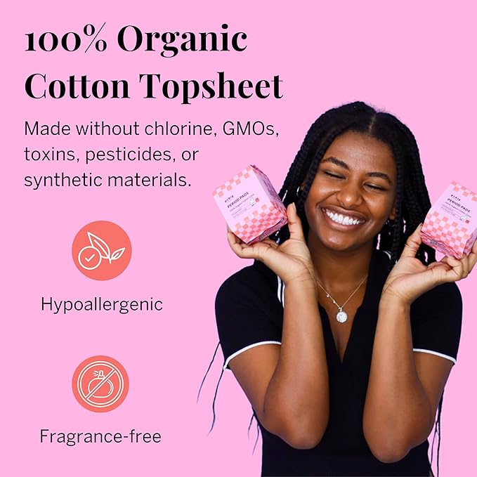 Pixie Organic Cotton Mini Pads with Wings for Women & Teens - Ultra Thin, Light Absorbency Menstrual Pads - Hypoallergenic, Unscented & Biodegradable for Feminine Care - 16 Count