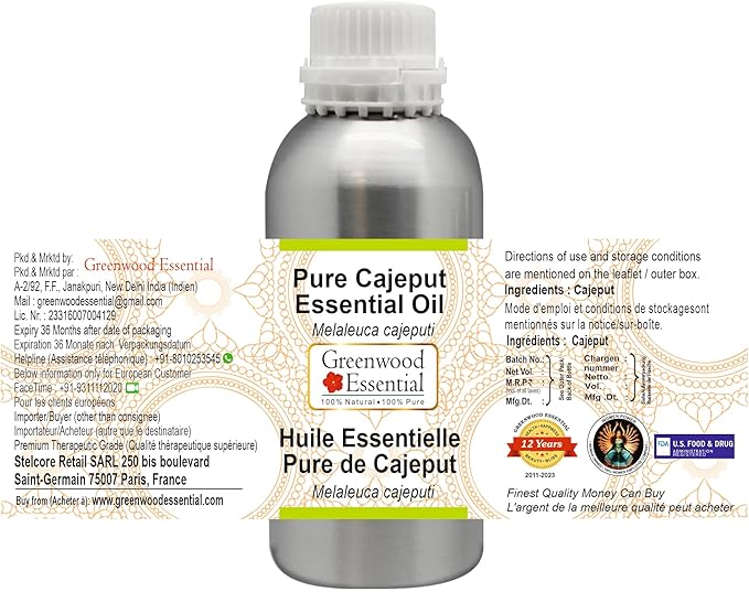 Greenwood Essential Pure Cajeput Essential Oil (Melaleuca cajeputi) Steam Distilled 630ml (21.3 oz)