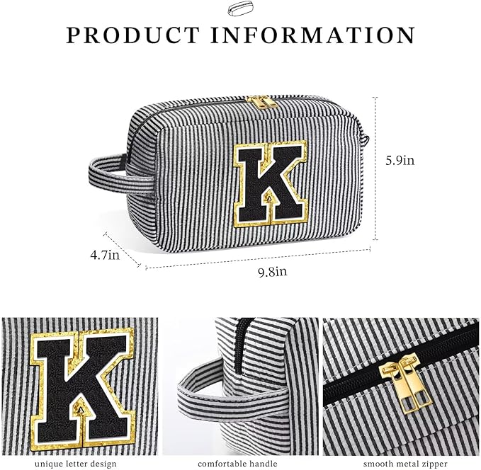 YOOLIFE Gifts for Sister - Birthday Gifts for Sister, Sister Gifts, Sisters Gifts from Sister, Sister In Law Gifts, Personalized Gifts Idea for Women Her, Travel Initial Black Makeup Bags for Women D