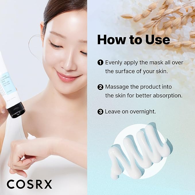 COSRX Ultimate Nourishing Rice Overnight Spa Mask, 60ml / 2.02 fl.oz | Rice Extract 68% and Niacinamide 2%, Korean Skin Care, Animal Testing Free, Paraben Free
