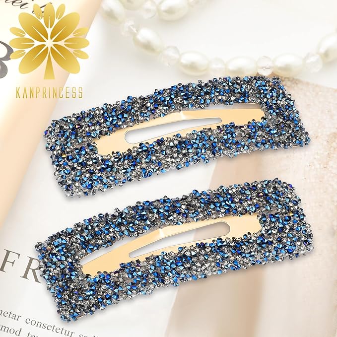 Rhinestone and Crystal Hair Clips 2-Pack, Sparkly Barrettes & Elegant Bling Accessories for Women & Girls(Set13)