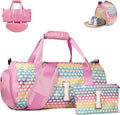 Gifts for Grandkids, Girls Travel Duffel Bag, Kids Initial Overnight Bags with Shoe Compartment, Personalized Weekender Bag with Makeup Pouch, Teen Girl Gift Trendy Stuff (Letter I)