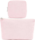 Corduroy Makeup Bag, Travel Cosmetic Bag Organizer Toiletry Bag Make Up Bags with Zipper & Compartments for Women Girls, 2PCS