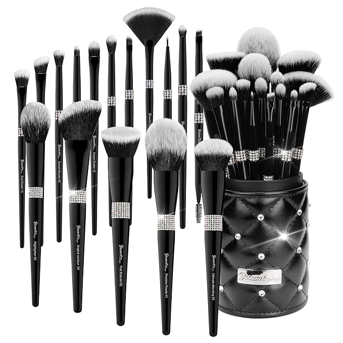 Bueart Design 16Pcs Makeup Brushes Set with Classic Holder,Premium Ultra Soft Professional Make up Brushes for Foundation,Blush,Powder,Highlighter,Contour,Eyeshadow