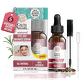 GuruNanda Natural Castor Oil Eyelash Enhance Serum with Rosemary Oil - Brush Applicator & 5 Pipettes, Helps Natural Hair Growth for Eyebrows & Beards, 2 Fl Oz