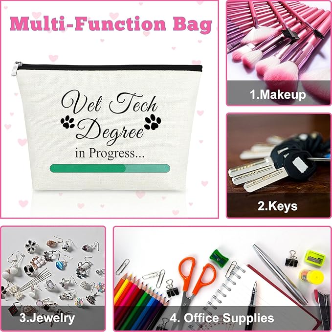 Mxrymvu Vet Tech Student Graduation Gift Makeup Bag Future Veterinarian Gift for Women Veterinary School student Thank You Appreciation Birthday Present Cosmetic Bag