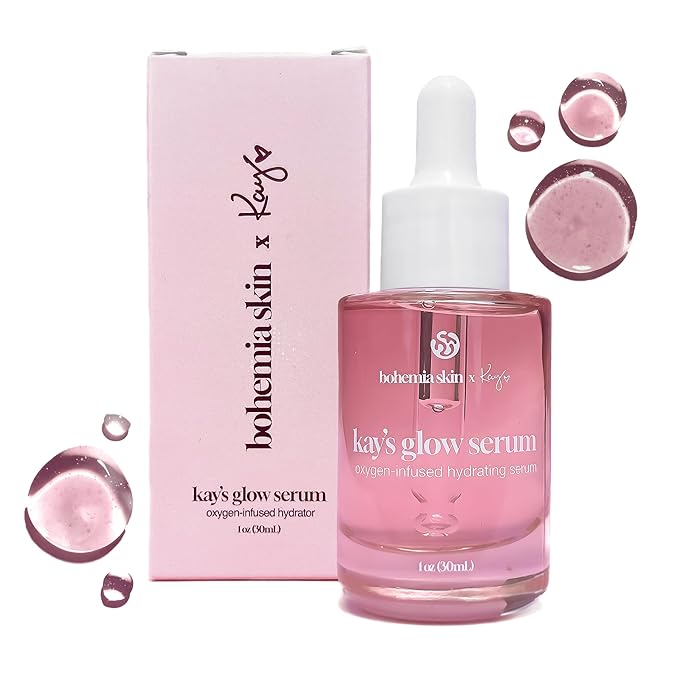Kay’s Glow Vitamin C Serum for Face with Oxygen & THD - Illuminating Brightening AHA Serum, Anti-Aging Dark Spot Care for Even Tone, Smooth Texture & Hydrating Primer, 1 oz