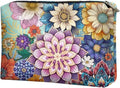 COEQINE Gothic Makeup Bags for Women Floral Wallet Leather Cosmetic Case With Zipper Soft Waterproof Lip Makeup Organizer Handbag