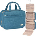 NISHEL Travel Toiletry Bag for women, Portable Hanging Organizer for Travel-Sized Shampoo, Conditioner, Brushes Set, Makeup Accessories, Medium Size, Lake-Blue