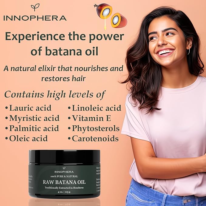Raw Batana Oil for Hair Growth ‒ 100% Pure & Natural from Honduras ‒ Promotes Thicker & Softer Hair ‒ Nourishes & Rejuvenates ‒ 4 oz.
