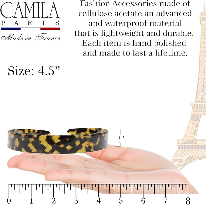 Camila Paris CP3879 French Headband for Women, Handmade Tokyo, Strong Hold Grip Women's Hair Band, Ligth and Very Flexible, No Slip and Durable Styling Girls Hair Accessories, Made in France