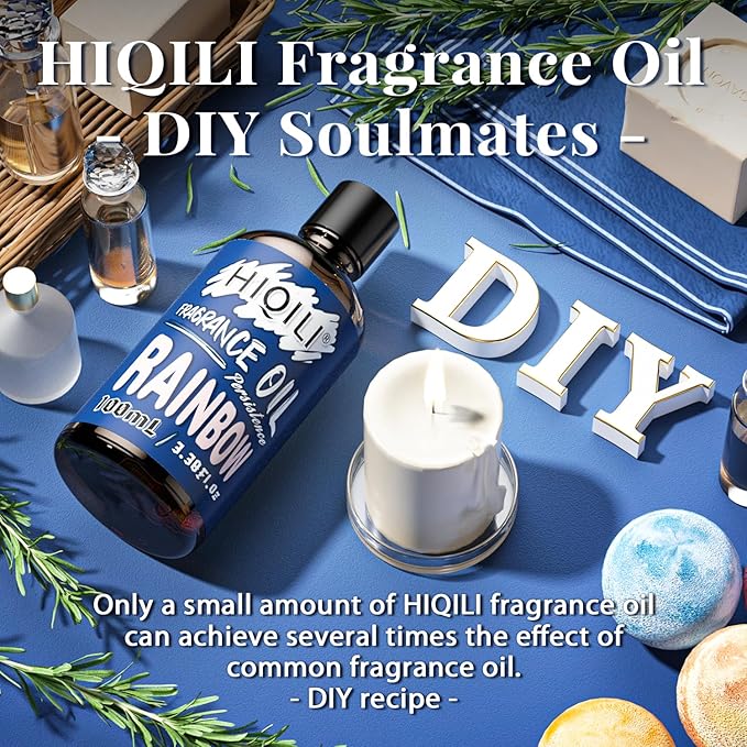 HIQILI Rainbow Essential Oil 100ml -for Aromatherapy, Fragrance Oil for Home Diffuser, Car Freshies, Scented Oil DIY Candle Soap Perfume Making Supplies 3.38 Fl Oz