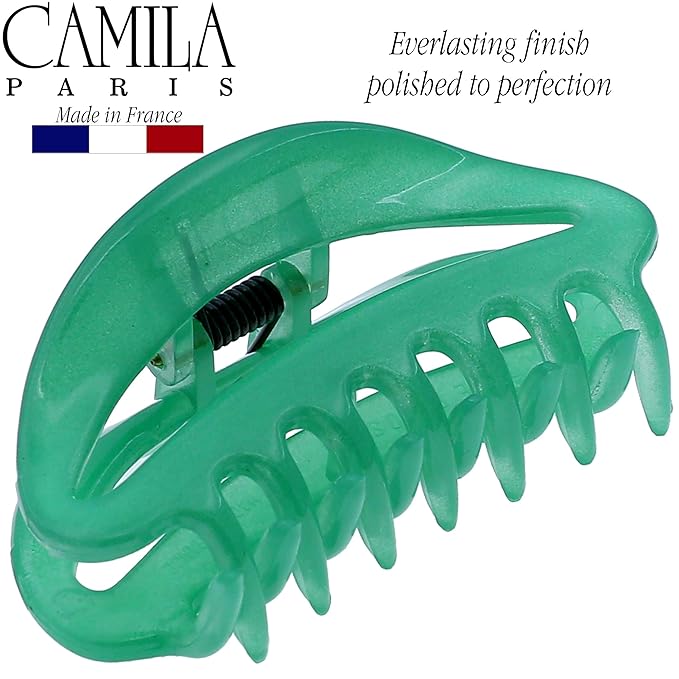 Camila Paris CP3079 French Hair Clip for Women, Green, Girls Hair Claw Clip Jaw Fashion Durable and Styling Hair Accessories for Women, Luxury Ladies Strong Hold No Slip Grip Clamp, Made in France