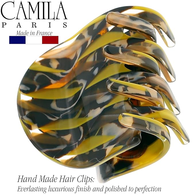 Camila Paris CP3270 French Hair Clip for Women, Small Handmade Mustard, Girls Hair Claw Clips Jaw Fashion Durable and Styling Hair Accessories for Women, Strong Hold No Slip Grip, Made in France