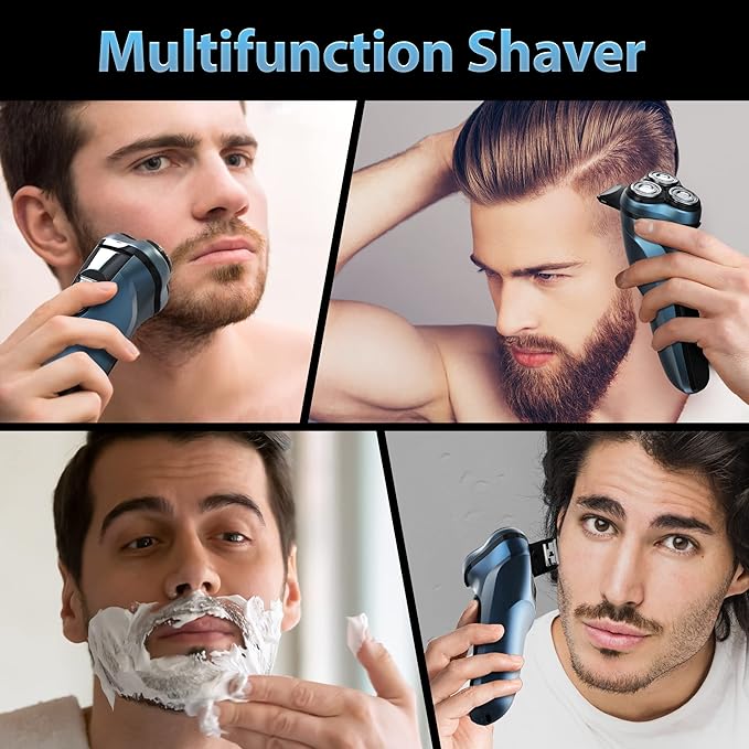 Sejoy Electric Razor for Men, Mens Electric Shavers, Rechargeable Electric Razor Shaving Machines, with Pop-up Trimmer, 1 Hour Fast Charging, 3D Floating Head, LCD Power Indicator