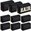 Sanwuta 9 Pcs Makeup Bags Bulk PU Double Zippers Cosmetic Bag Makeup Toiletry Christmas Small Pouch Portable Travel Organizers Case for Women Bridesmaid Party End of The Year(Black)