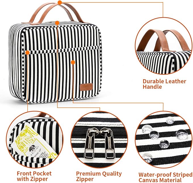 Bosidu Hanging Travel Toiletry Bag,Large Capacity Cosmetic Travel Toiletry Organizer for Women with 4 Compartments & 1 Sturdy Hook,Perfect for Travel/Daily Use/Christmas