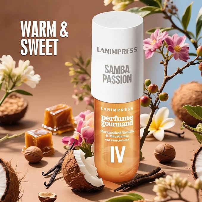 Perfume - No.4，Body Spray For Women（Eau De Perfum） Hair & Body Fragrance Mist，Amber Gourmet Tune（Roasted Macadamia Nuts+ Caramel Vanilla + Coconutblossom ） Perfumes For Women（3 fl oz）