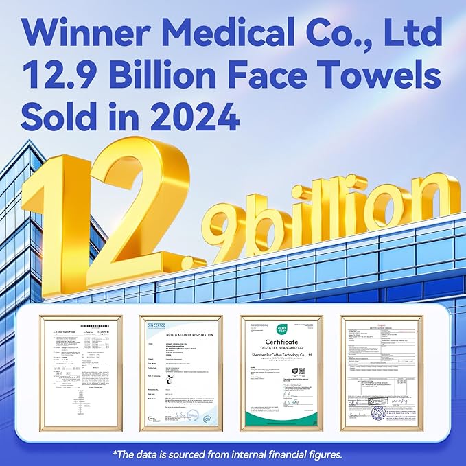 Winner Face Towels, 100% USDA Biobased Facial Towelettes XL, Disposable Face Towel for Sensitive Skin, Ultra Soft Makeup Remover Dry Wipes, Odor-Free, 165 Count, 3 Pack
