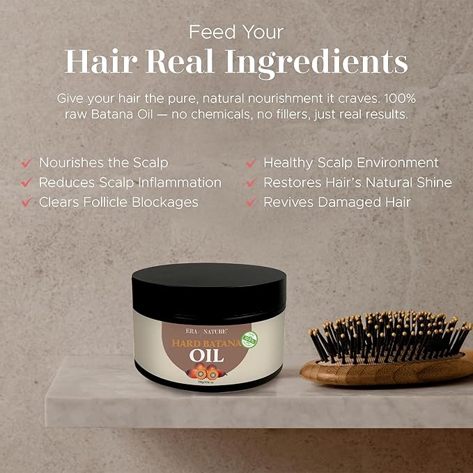 era of nature Hard Batana Oil Raw & Unrefined – 100% Batana Oil from Honduras for Hair & Scalp – Nourishes, Strengthens, and Supports Healthy Hair – Pure Organic – 4.16 oz