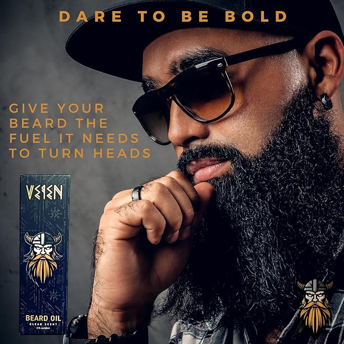 Veien Beard Oil for Men Premium All-Natural 2floz Made in USA for Thicker Darker Fuller Growth Moisturizes Conditions Softens Strengthens Smooths Frizz Hydrates for All Hair & Skin Types Reduces Itch
