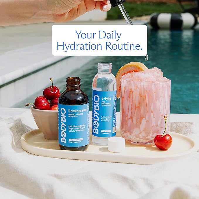 BodyBio e-Lyte - Liquid Electrolyte Concentrate for Clean Hydration, Energy & Cramp Relief - No Sugar, No Artificial Flavors, No Fillers, Keto Friendly