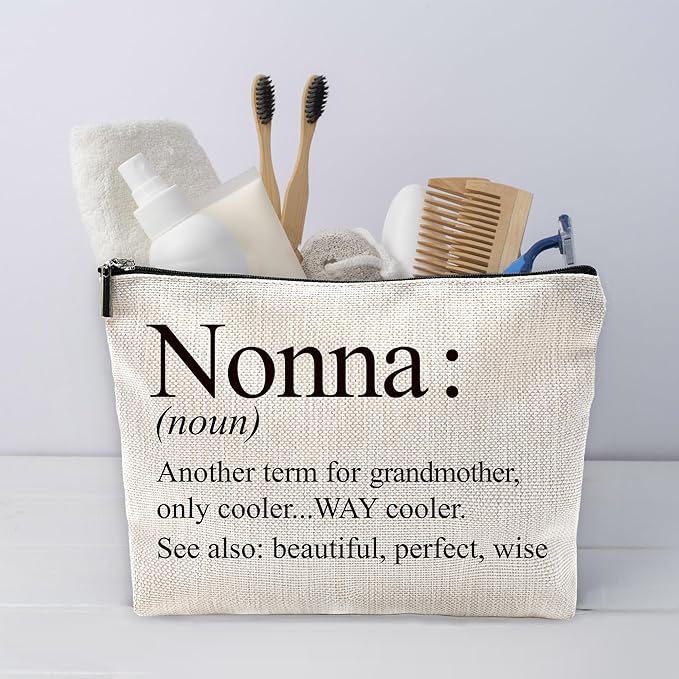 Sufamb Nonna Gifts Makeup Bag, Nonna Gifts for Mother's Day Birthday from Grandkids Cosmetic Bags, Best Grandma Gift Portable Small Toiletry Bag Zipper Makeup Pouch