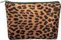 Makeup Bag For Women - Soft and Warm Material Cosmetic Bags Leopard Print Design Ladies Tote Bag,Women's Pencil Case Makeup Organizer with Zipper (Brown)