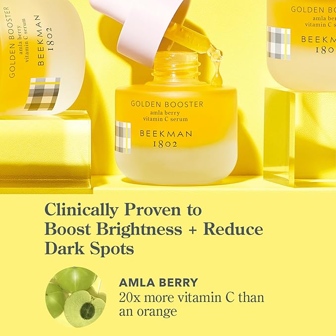 Beekman 1802 Golden Booster Amla Berry Face Serum - Fragrance Free - 1 fl oz - Plant-Based Vitamin C Alternative - Good for Sensitive Skin - Cruelty Free