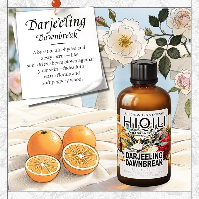 HIQILI Darjeeling Dawnbreak Fragrance Oil for Diffuser, Candle & Soap, Perfume & Linen Spray Making, Woody Scent, Long-Lasting Aroma - 1 Fl Oz - Pour Homme
