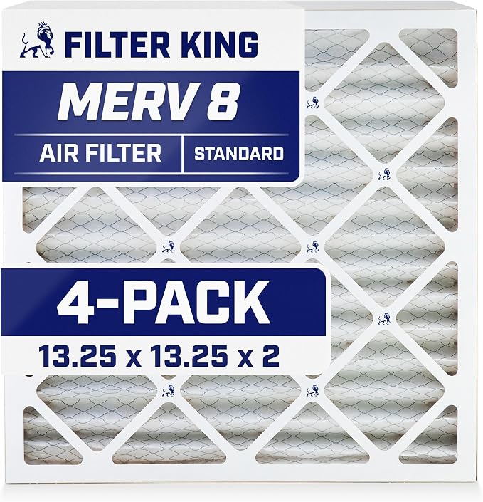 Filter King 13.25x13.25x2 Air Filter | 4-PACK | MERV 8 HVAC Pleated A/C Furnace by FilterKing