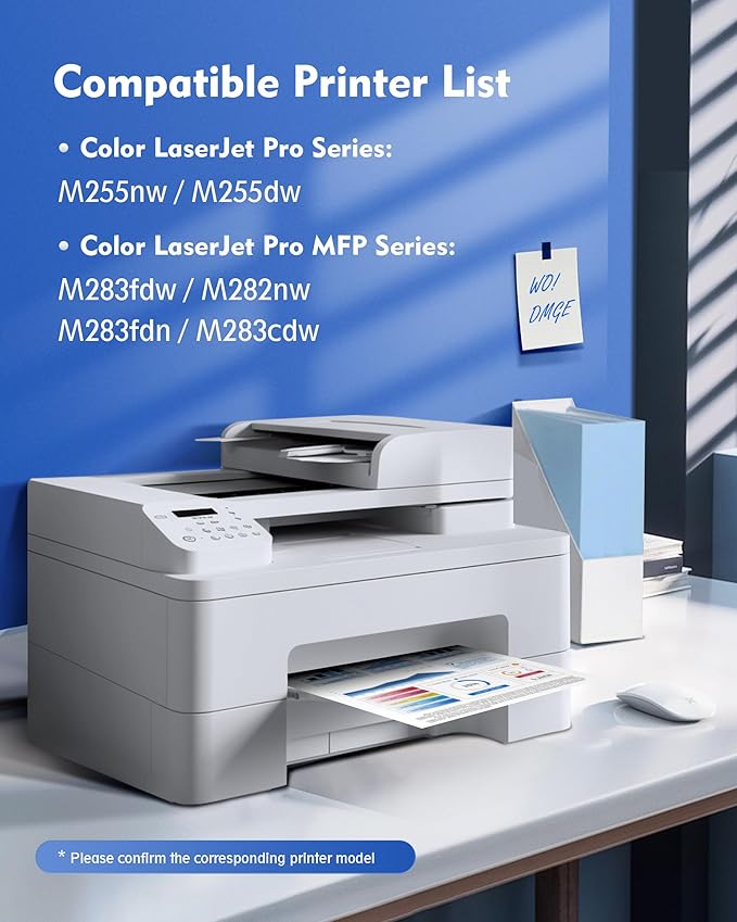 206A Toner Cartridges 4 Pack -M283fdw Toner Replacement for 206A 206X Toner Cartridges HP Set Compatible with HP Color Laserjet Pro MFP M283fdw M283cdw M255dw MFP M283 M255 PrinterSeries(4 Pack)