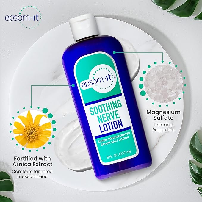 Epsom-It Soothing Nerve Lotion - Epsom Salt Magnesium Lotion, Topical Magnesium Cream with Capsaicin & Arnica to Provide Comfort for Legs, Knee and Feet, 8.0 oz.
