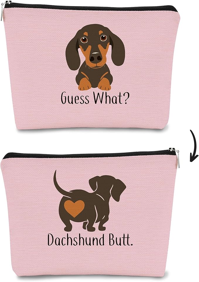 Dachshund Gifts Makeup Bag - Dachshund Cosmetic Bag for Women, Dog Mom, Teen Girls & Daughter